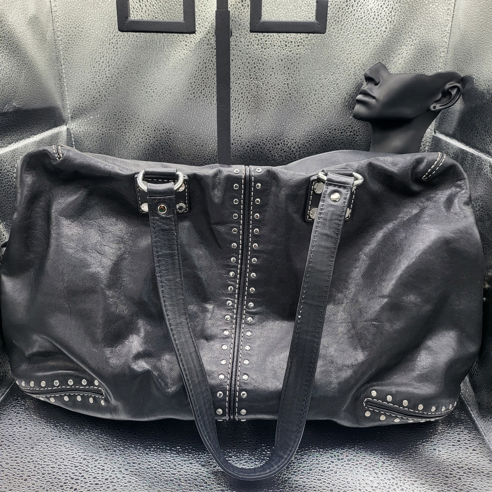 Michael Kors Black Leather Tote with Stitching